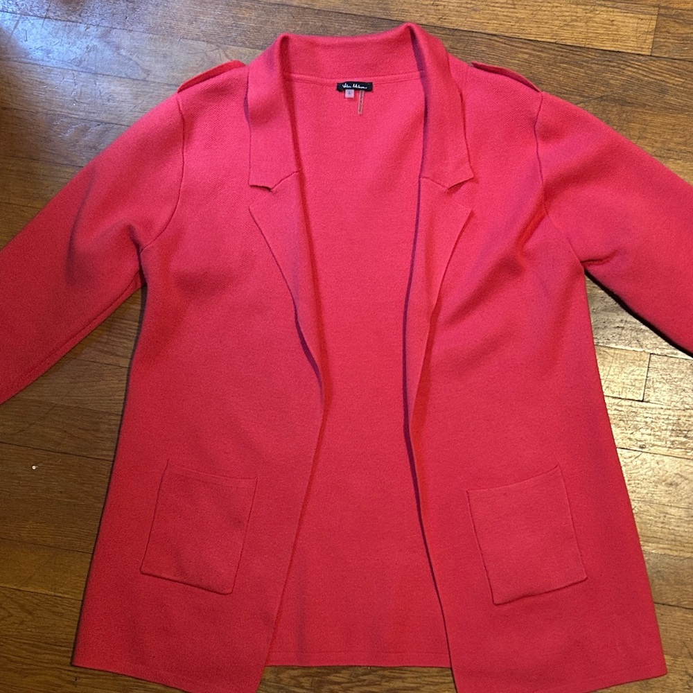 Vibrant Red Open-Front Blazer